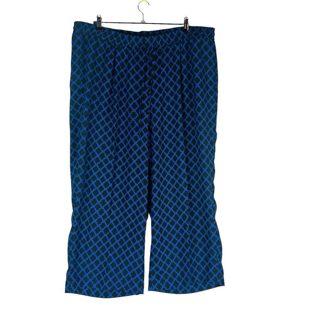 Zach & Rachel Womans 3X Pants Wide Leg Comfort Pull On Black Geometric Crop